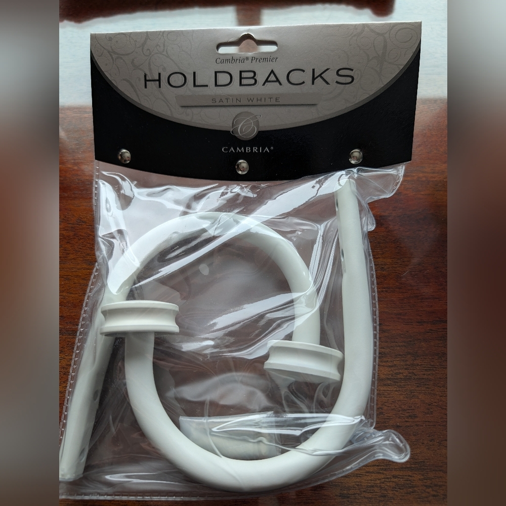 Cambria Satin White Holdbacks NEW